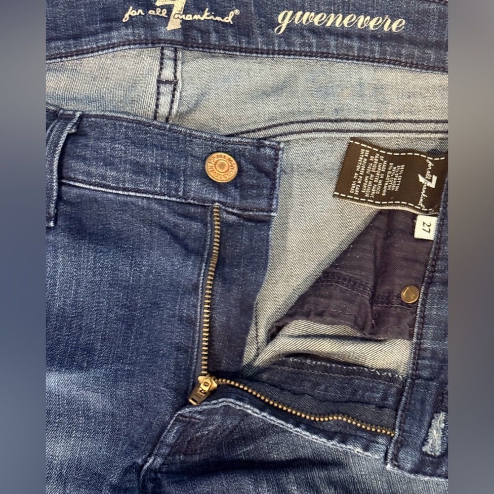 7 For All Mankind Gwenevere Slim Straight Jeans Medium Wash Size 27 - Picture 4 of 8